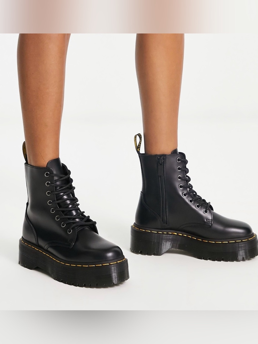 💖Dr. Martens Black Jadon Platform Smooth Leather Boots Size 6US 4UK